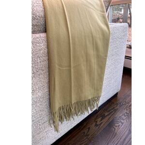 KASHMERE Green Sage Fringe Wool Throw Couch Blanket 52"x82"